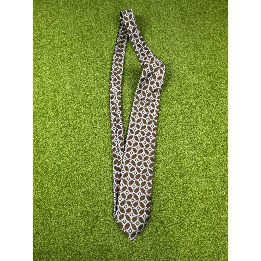 Robert Talbott Silk Tie Brown Geometric Pattern‎ Nordstrom Made in USA